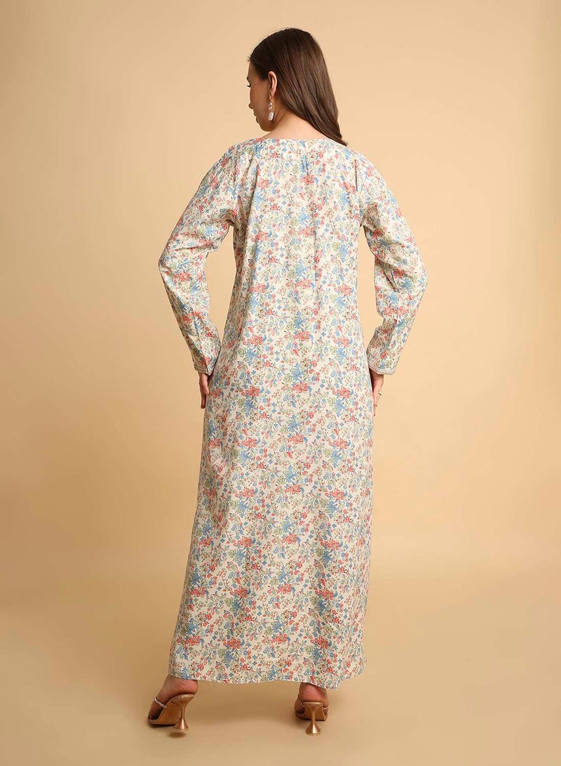 HANA & SARA Arabic Long Traditional Printed Jalabiya Dress For Womens - Image 2